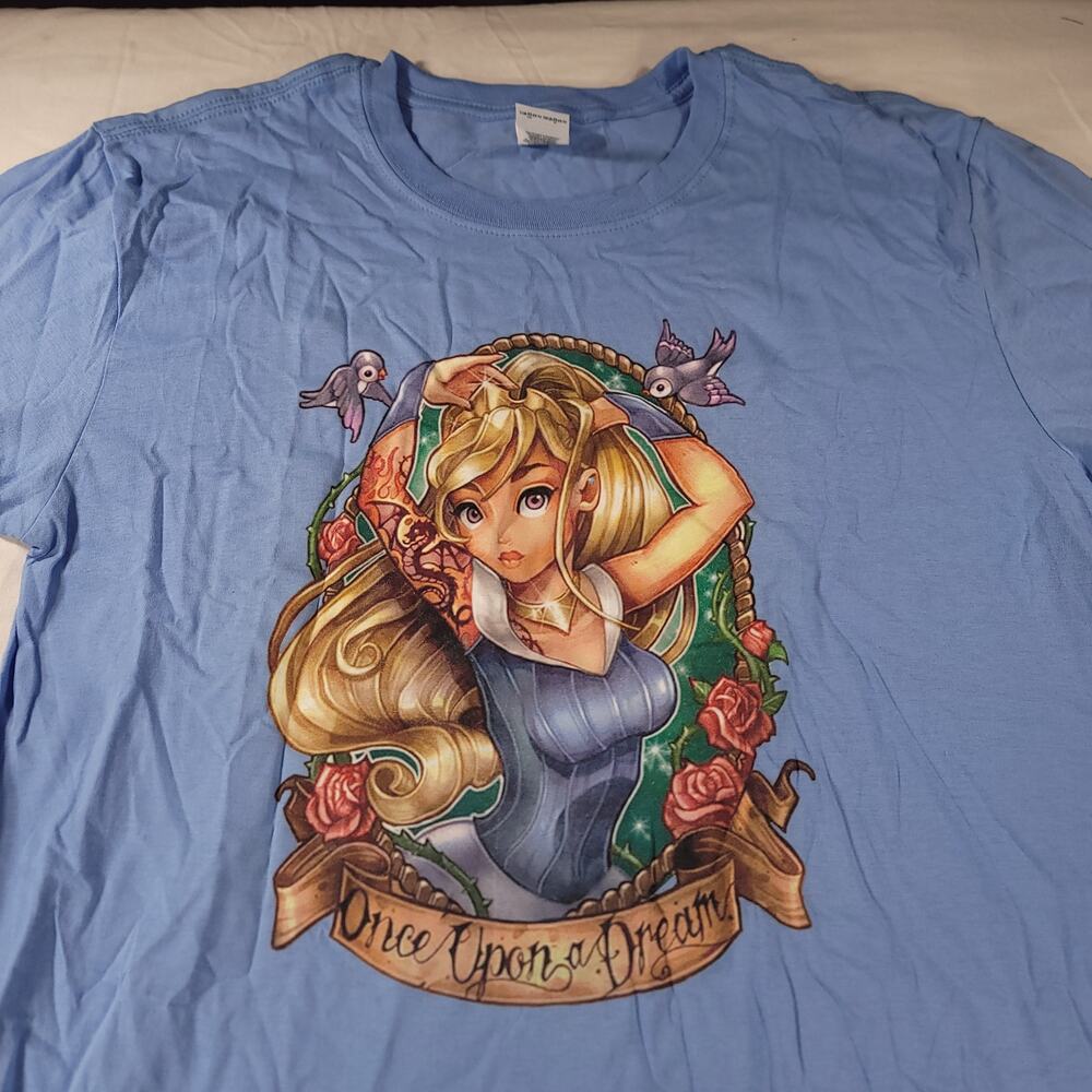 Sleeping Beauty Once Upon A Dream Gildan Graphic T-Shirt Mens Size L Blue